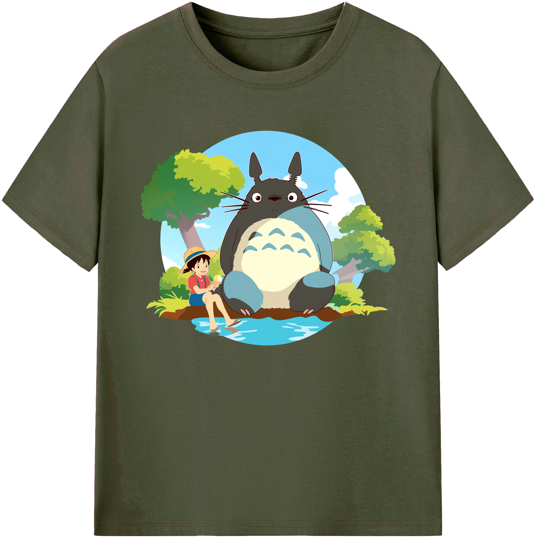 （画像用） となりのトトロ 草壁メイ 草壁サツキ My Neighbor Totoro Satsuki Kusakabe Mei Kusakabe 綿100％ メンズ半袖Tシャツ｜肌触りやわらか＆通気性
